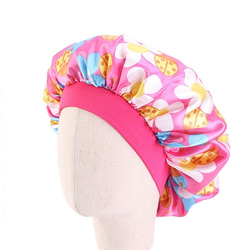 Baby Kids Girls Satin Printed Adjustable Bonnet Sleeping Nightcap Hat Head Cover - Picture 9 of 60