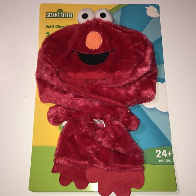 SESAME STREET HAT AND GLOVE SET KIDS CHILD ELMO Costume