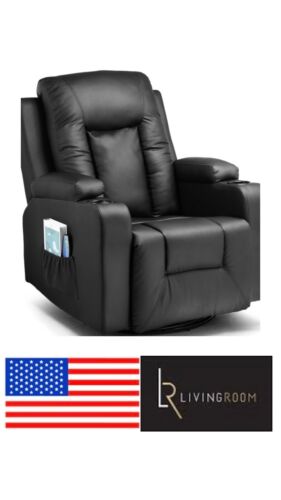 COMHOMA Leather Recliner Chair Modern Rocker with Heated Massage