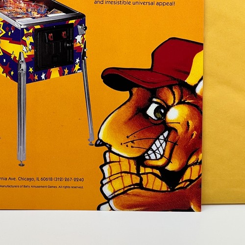 Bally Mousin Around Pinball Flyer Original 80s Promo Retro Gameroom Art Vintage - Picture 2 of 12