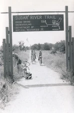 Children at Sugar River Trail-Albany, Wisconsin WI RPPC bikes c.1950