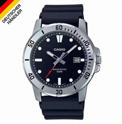 Casio MTP-VD01-1EVUDF Herren Quarz Armbanduhr analog schwarz/silber, Datum