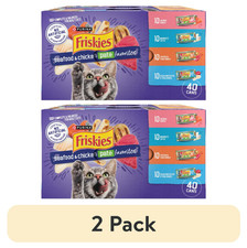 2 Pack Purina Friskies Seafood Chicken Pate Wet Cat Food, 5.5 oz, 40 cans