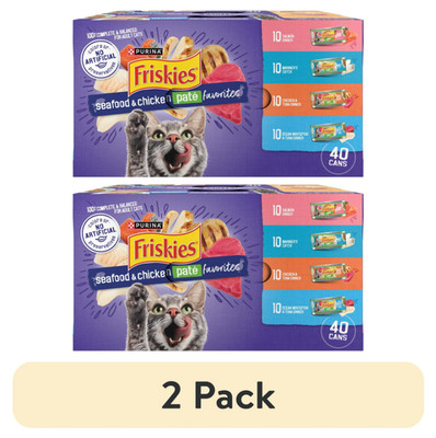 (2 Pack) Purina Friskies Seafood & Chicken Pate Wet Cat Food, 5.5 oz, 40 cans