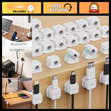 24 Pack Magnetic Cable Clip Organizer - Adhesive Cord Holder for USB Phone Cab