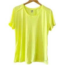 C9 Champion Neon Yellow Active Tee Women’s XL Quick Dry Workout Gym T-Shirt