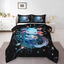 Cute Axolotl Comforter Set Twin Size Cartoon Salamander Bedding Set for Boys ...