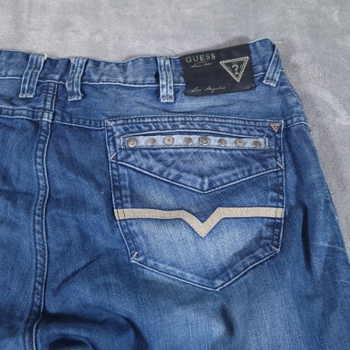 Guess Jeans Mens 40 (Fits 40x34) Rebel Straight Leg Denim Medium Wash Faded - Picture 9 of 11
