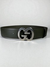 NWT Gucci GG Buckle Wide Belt Dark Green Leather Size IT80/US32 $620