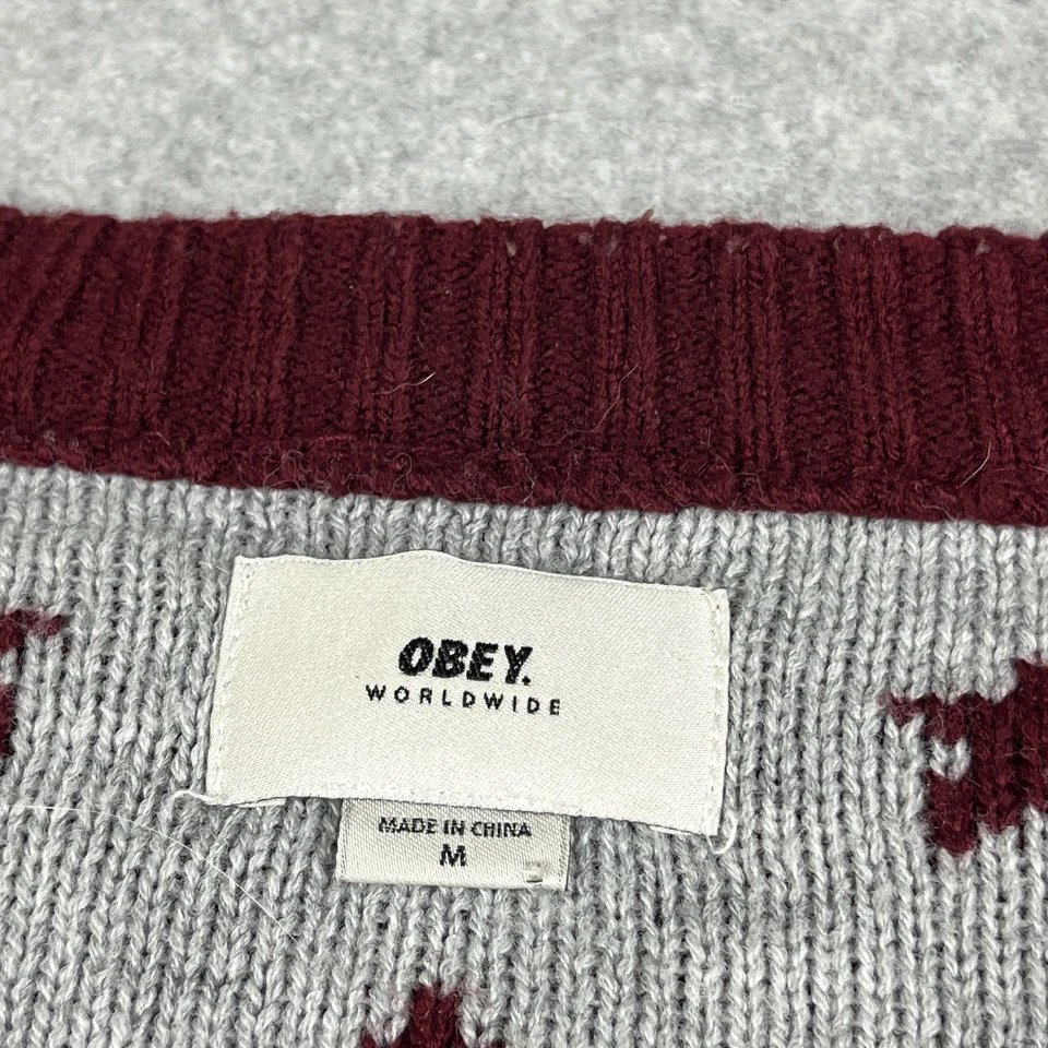 Cárdigan Suéter Obey Para Hombres Mediano Granate Estrellas Informal Patín Ropa de Calle Polar Foto 2 de 4