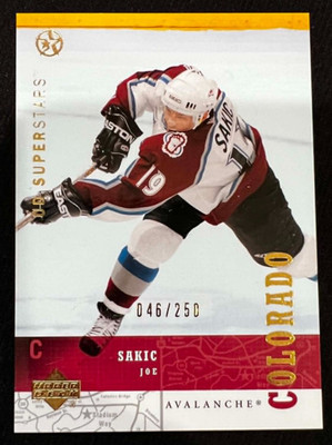 JOE SAKIC 2002-03 Upper Deck UD Superstars Gold #68 NHL #046/250 Avalanche