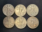 (6) 1933-1941 USA Walking Liberty Half Dollar Coin F 90% Silver Fine LOT