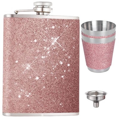 Flask, Flachmann Pink Edelstahl 4er Set, 240ml Kapazität, Flachmann Versteckt...