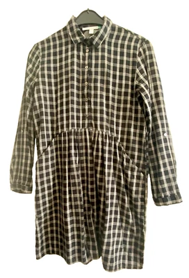Kleid Esprit Gr.36 schwarz/weiß Abnäher Taille V-Ausschnitt Taschen Knopfleiste - Bild 1 von 4