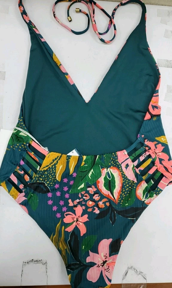 Новый купальник Vitamin A Bianca с V-образным вырезом цельный окрашенный в джунгли Ecorib размер средний - Изображение 3 из 4