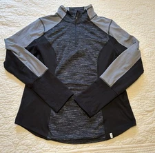Women's Large 1/4 Zip Pullover Active Life 90 Degree By Reflex Black Gray