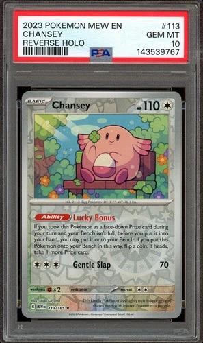 Pokemon TCG Scarlet Violet 151 English #113 Chansey Reverse Holo PSA 10 Low Pop