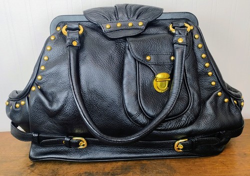 RARE Y2K Marc Jacobs Boutique Black KARAT 610 Satchel 2005 Pebbled Leather Gold - Picture 3 of 24