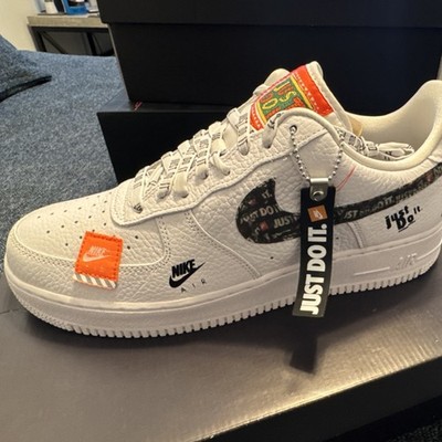 New-Nike Air Force 1 '07 Premium JDI Just Do It White/Black/Orange -Mens Size 10