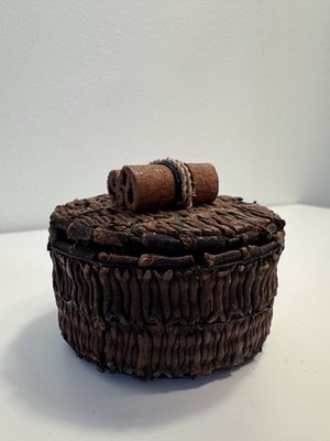 Vintage Handcrafted Whole Clove & Cinnamon Spice Box Round Trinket Keepsake Box