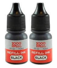 2000 Plus Ink Refill for Pre-Inked Stamps and Stamp Pads Black .35 oz Each Black