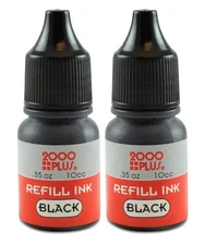 2000 Plus Ink Refill for Pre-Inked Stamps and Stamp Pads Black .35 oz Each Black