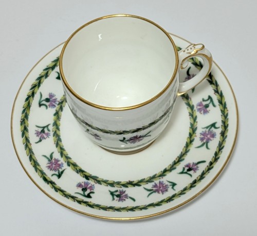 Antique Coalport M & M Bone China Blue/Purple Flowers Demitasse Cup and Saucer - Picture 5 of 6