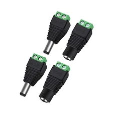 2 Male + 2 Female 12 V 2.1X5.5Mm DC Power Jack Plug Adapter Barrel Connector for