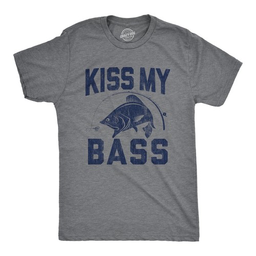 Mens Kiss My Bass T Shirt Funny Fishing Humor Kiss My as Graphic Tee