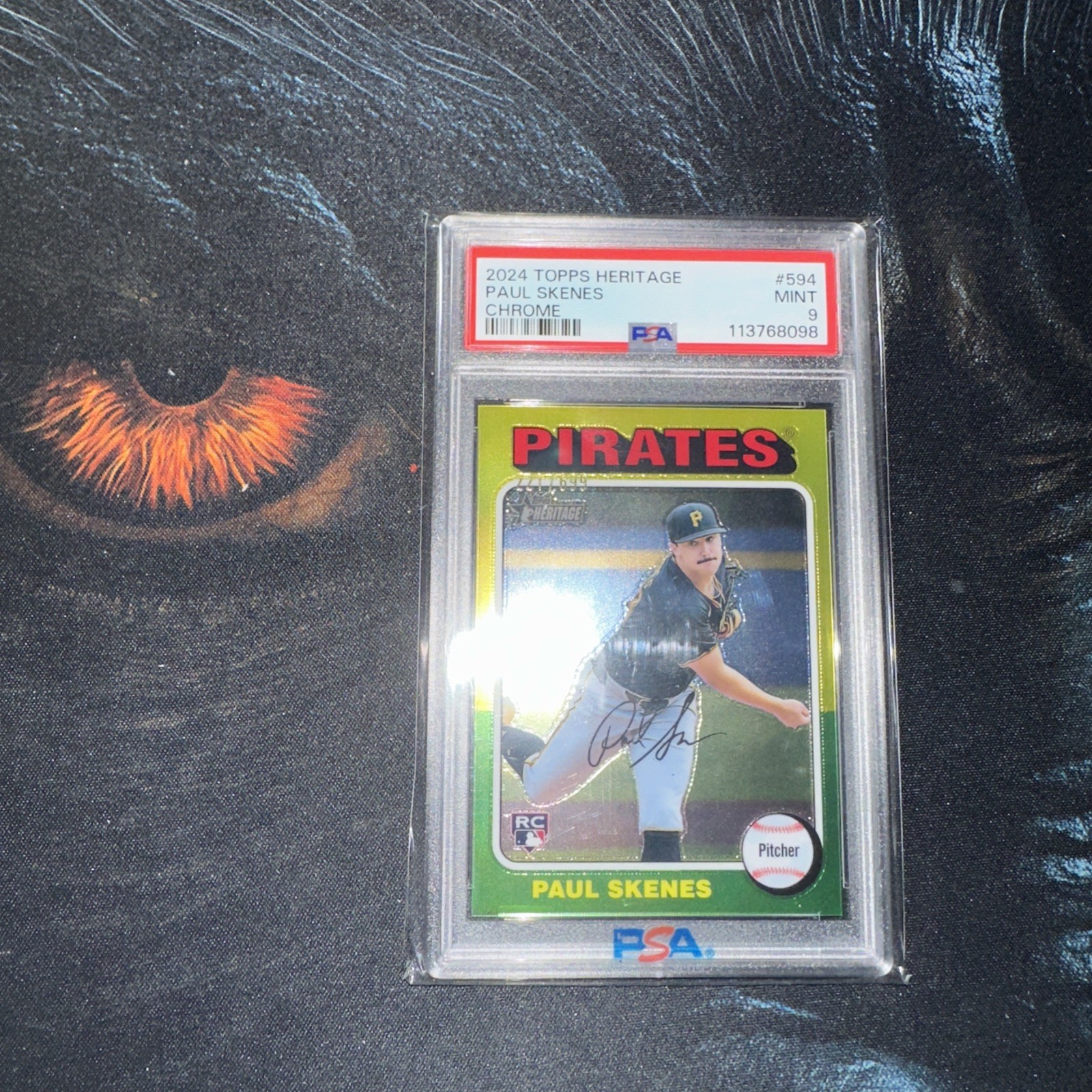 2024 TOPPS HERITAGE CHROME #594 PAUL SKENES ROOKIE RC 221/699 PSA 9