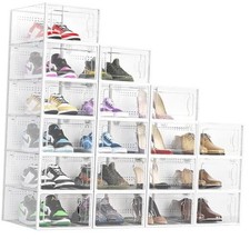 Shoe Boxes Clear Plastic Stackable 18 Pack Premium Shoe Organizer Storage for