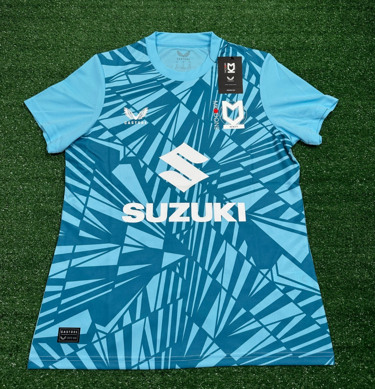 MK Dons FC Castore 2024 Blue Goalkeeper T-Shirt Womens Size 14 Football Top Kit