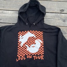 Harry Styles Love on Tour Hoodie Bunny Black Checkered Concert Merch Sz Medium