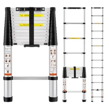 Uimoso Telescoping Ladder Aluminum Extension Step 12.5 ft Multi-purpose Portable