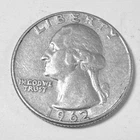 1962 Washington Quarter 25C 90% Silver Circulated Coin #6081