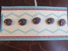 5 vintage hand painted western themed  button covers still on card