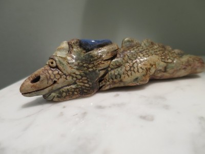 Vintage Unmarked Ceramic Pipe Dragon 4 1/2''