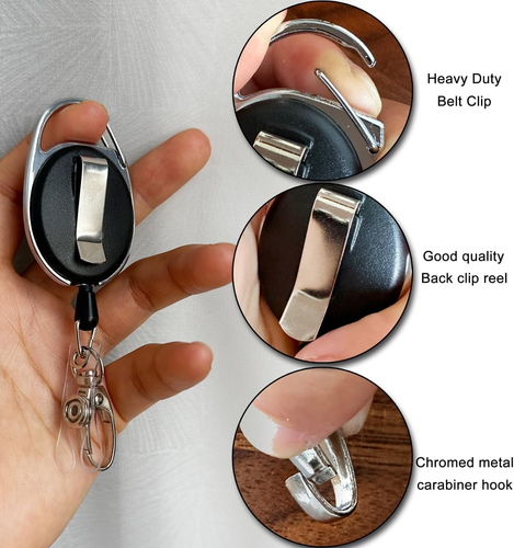 Retractable Badge Reel with Claw Clasp and Clip for Id Card Holders (2Pack) - Picture 2 of 12