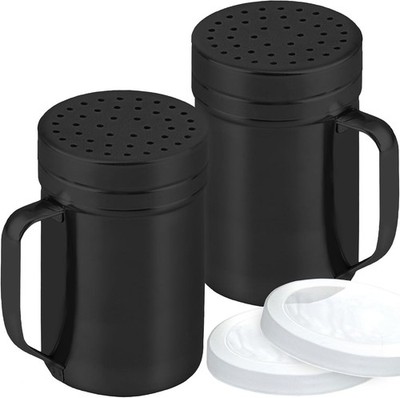 Stylish 14oz Black Dredge Shakers with Plastic Caps - Perfect for Every Kitchen
