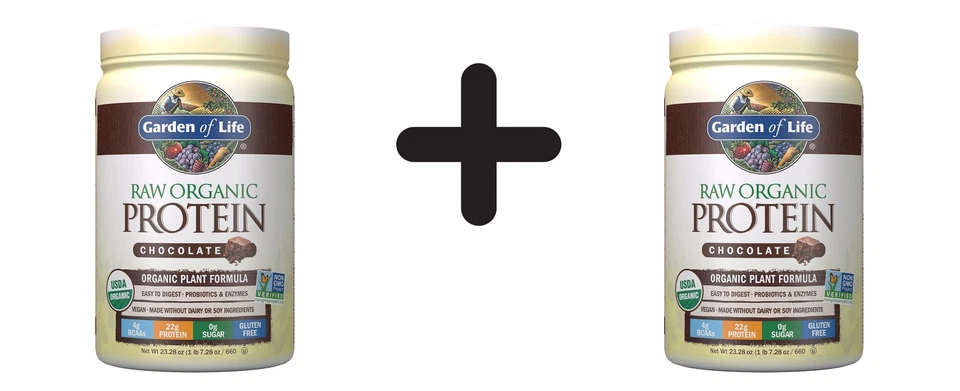 2 x Garden of Life RAW Organic Protein, Chocolate Cacao - 664g (82,82 EUR/kg)