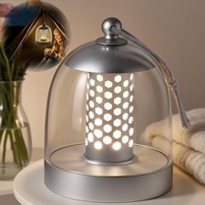 Outdoor Cordless Table Lamp Rechargeable,Water Proof Shower Lamp Silver Gray
