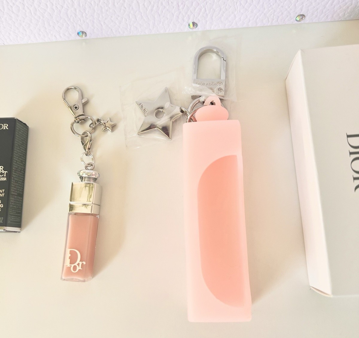 Dior Addict Lip Glow Oil Holder Keychain Keyfob Charm + Lip Dior Addict Lip Glow Oil Holder Keychain Keyfob Charm + Lip