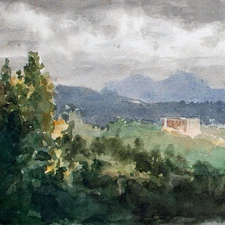 Watercolour Wide Landscape Severe Weather Unknown Mid 19th Century