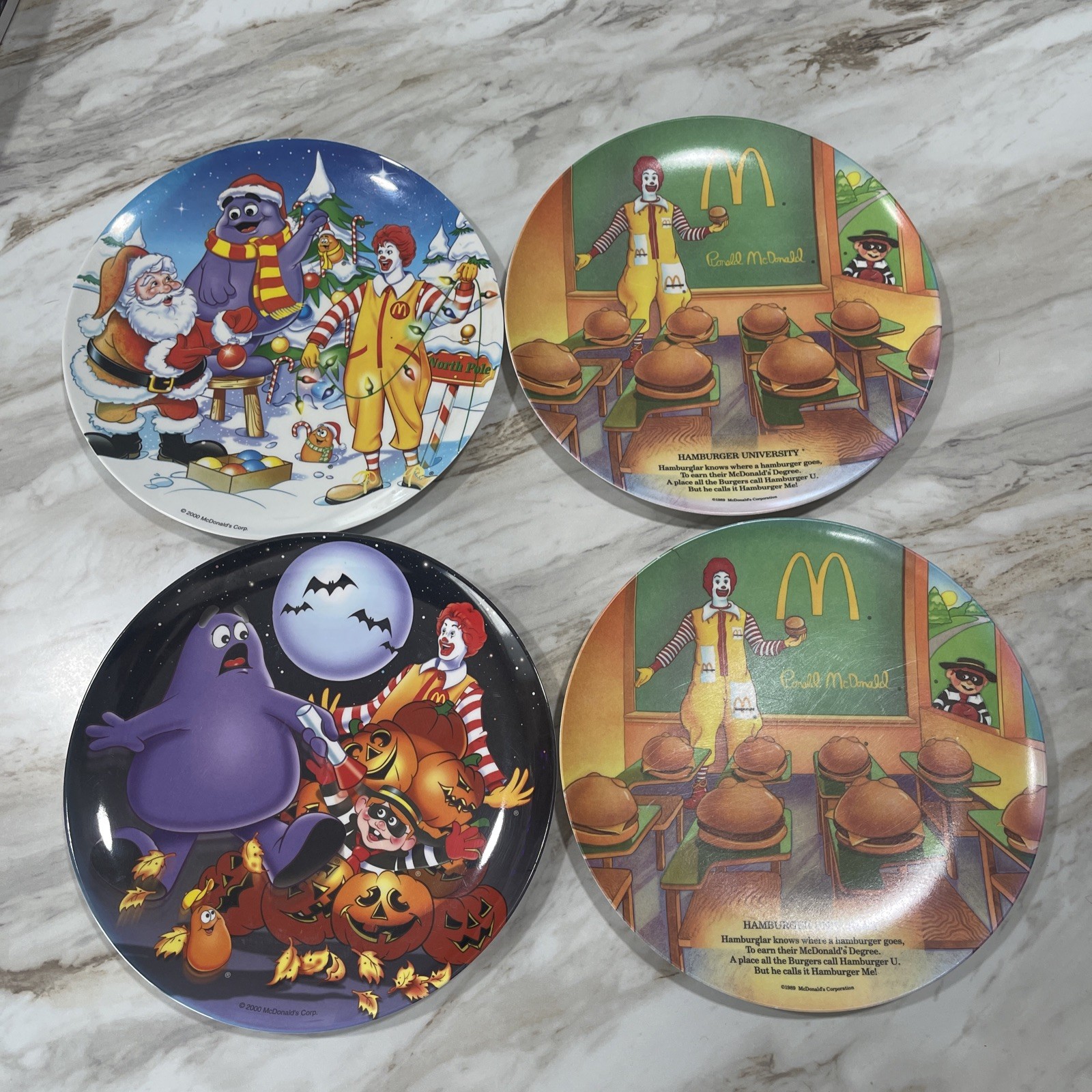 Vintage McDonald’s Plates Lot Of 4 Christmas Halloween 1989 2000