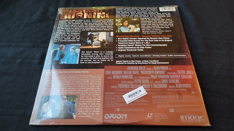 Mississippi Burning Widescreen Collector's Edition Laserdisc New (Sealed) - Image 2 of 2