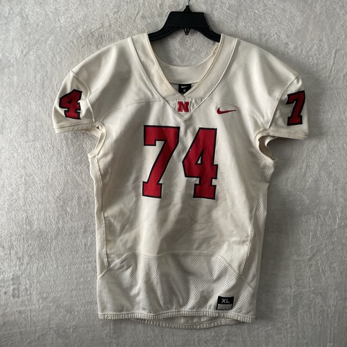 New ListingNike Nebraska Mens Football Jersey Team Issued Xl #74 White Red Embroidered