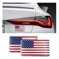 2PCS American Flag 3D Metal Decal, Aluminum Alloy Car Emblem Stickers, Red Flag