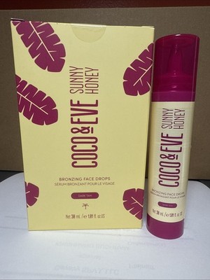 Coco & Eve Sunny Honey BRONZING FACE DROP, DARK TAN 1.01 FL Oz NIB PUMP DISPENSR