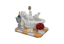 Italfama Peints à la Main Chat En Baignoire Résine Figurine Salle de Bain Décor