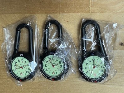 3 QTY - Hemobllo Clip-on Watch Night Light Alloy Unisex Backpack Buckle Belt LOT